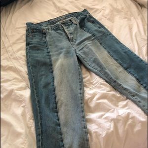 two tone boyfriend jeans